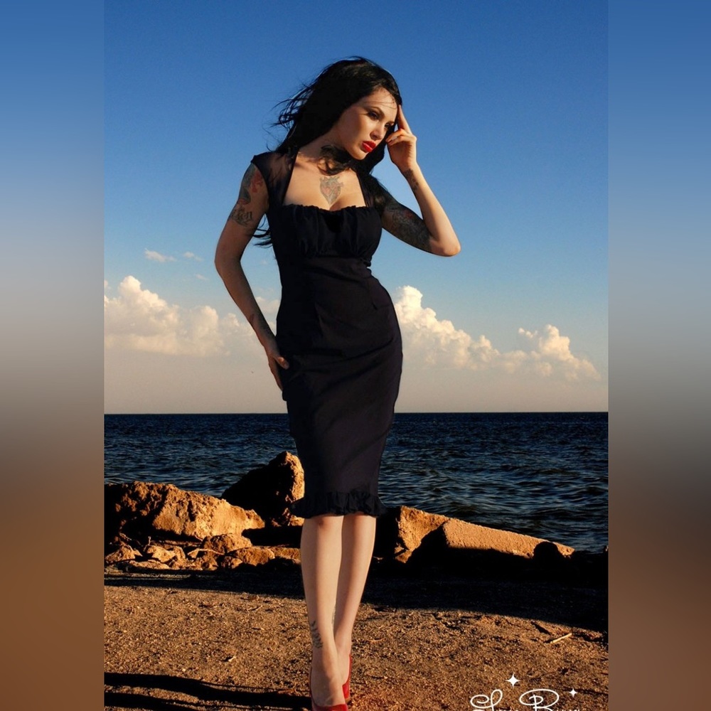 Pinup Couture Micheline Dress Black Small Chiffon